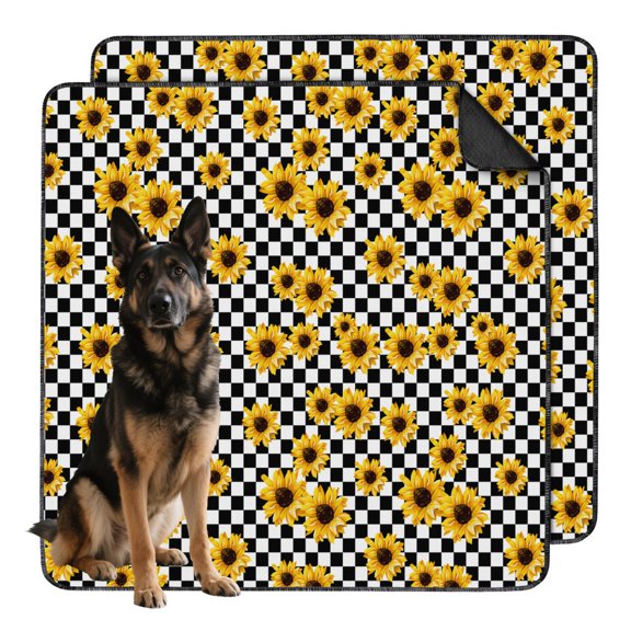 Large Floral Pattern Washable Pet Pads 2-Count, 48x48 Inch Reusable Puppy Training Mats, Highly Absorbent Dog Floor Mat for Large Crate Areas