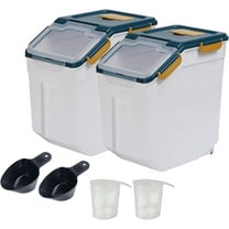 Large Flour Storage Container Bin 25lb, 2Pack Airtight Rice Storage Containers with Wheels Seal Locking Lid, BPA Free with Measuring Cup&Scoop for Flour, Rice, Grain(Blue)