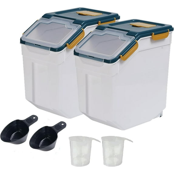 Large Flour Storage Container Bin 25lb, 2Pack Airtight Rice Storage ...