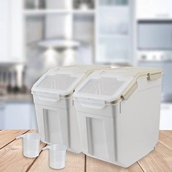 Flour Storage Containers 25lb, 2Pack Airtight Rice Storage with Wheels