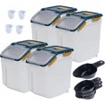 thumbnail image 1 of Large Flour Storage Container Bin 25lb,4 Pack Airtight Rice Storage Containers with Wheels Seal Locking Lid BPA Free with Measuring Cup,Scoop for Flour, Rice, Grain, Dry Food - Dark Blue, 1 of 15