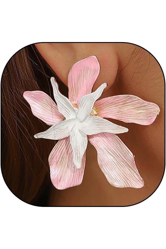 Large Flower Earrings for Women,Exaggerated Floral Petal Dangle Drop Earrings Trendy Jewelry