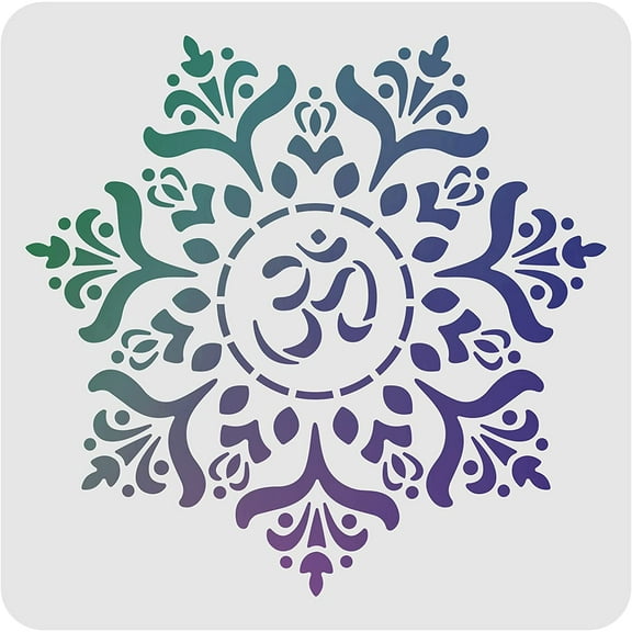 Large Flower Painting Template 12"x12" White Mandala Flower Stencil Template Reusable Plastic Stencil for Floor Wall Tile Stencils Painting for DIY