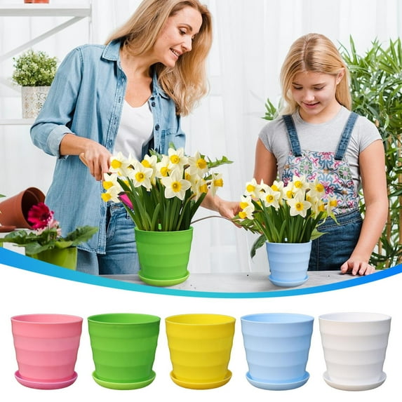 Large Flower Pot under $5! Xqxayjr Large Colorful Plastic Flower Pot, Big Decorative Planter for Succulentss and Plants, Home Garden Balcony Terrace Pot