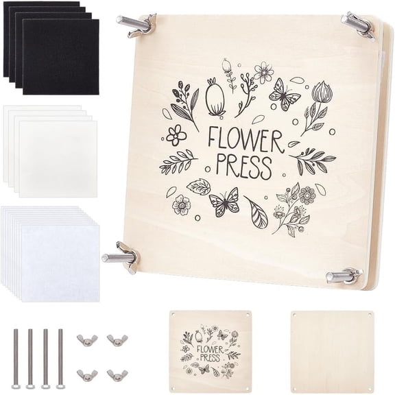 Large Flower Press Kits 7x7 Inch 4 Layers Plant Press Kit Square Wood Leaf Press Kits