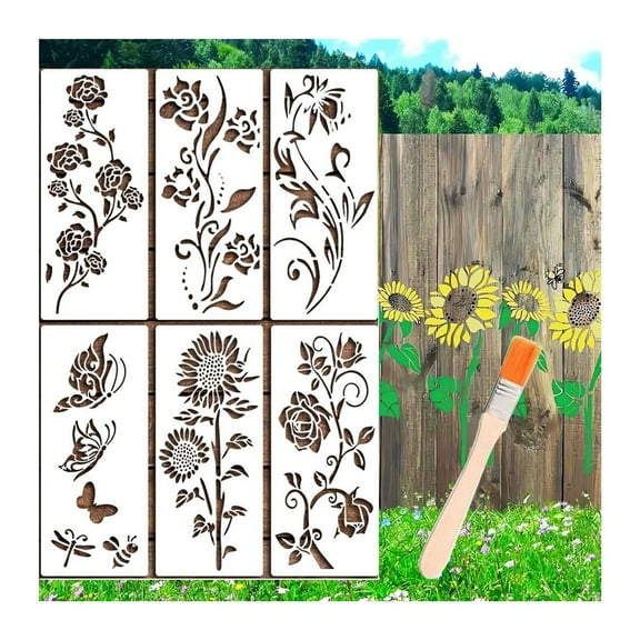 Large Flower Stencils for Wood Fence, Flower Stencil for Garden Fence Large Flower Stencils,White