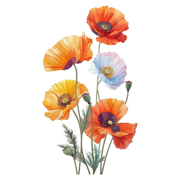 Large Flower Wall Decals Floral Wall Stickers Bedroom Living Room TV Background Home Decor Gifts 22.8x35.1inch