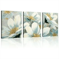 Large Flowers Wall Art- Sage Green Floral Canvas Pictures For Living Room Rustic Blossom Painting Prints Decor Modern Botanical Artwork Wall Art For Bedroom Home Office 12*16inch*3pcs