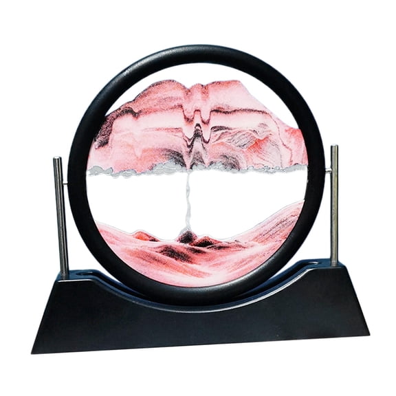 Large Flowing Picture Sculptures Landscape Photo Hourglass Scenery Painting Round for Desk Bookshelves Gift Kid Study Room , E E