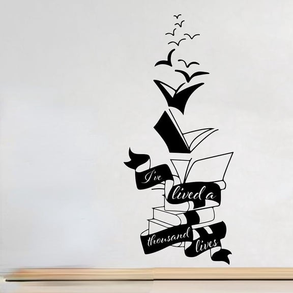 Large Fly Reading Book Wall Sticker School Library Motivational Inspirational Quote Read More Book Wall Decal Classroom Vinyl 85cmx38cm