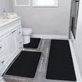 thumbnail image 1 of Large Foam Bath Mat 3-Piece Set | Soft Non-Slip Bathroom Rugs | Super Absorbent Washable Toilet Mats | Gray Khaki Dark Gray Blue Red | 3 Sizes, 1 of 7