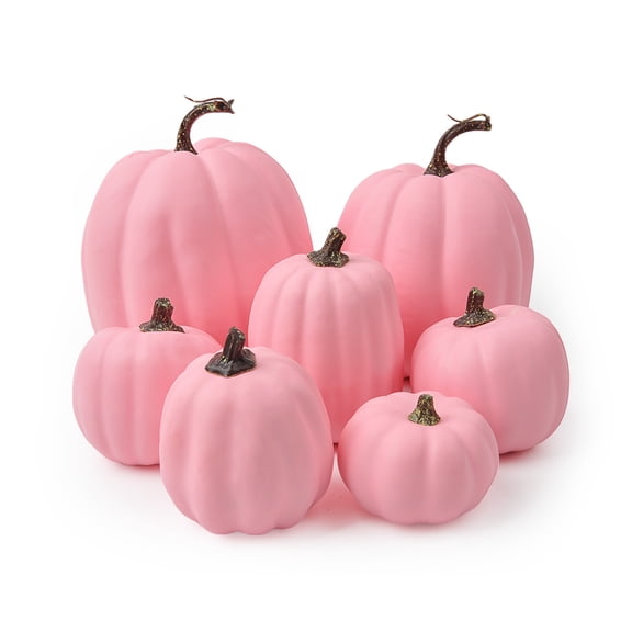 Large Foam Pumpkin 7-piece Thanksgiving Simulated Pumpkin Decoration Set, Holiday Foam Pumpkin Model Decorative Props