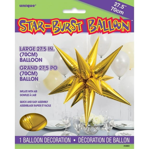 Large Foil 12 Point Star Balloon, 27 in, Gold, 1ct