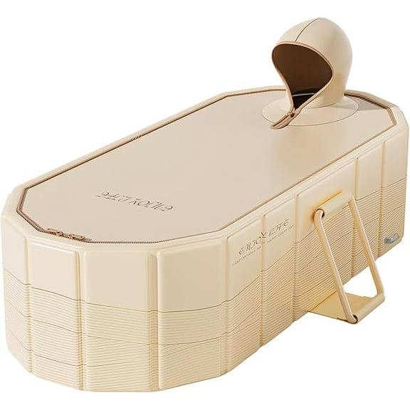 Large Foldable Bathtub With Lid, Soaking Bath Tub For Hot Cold Bath, Gold+59 In