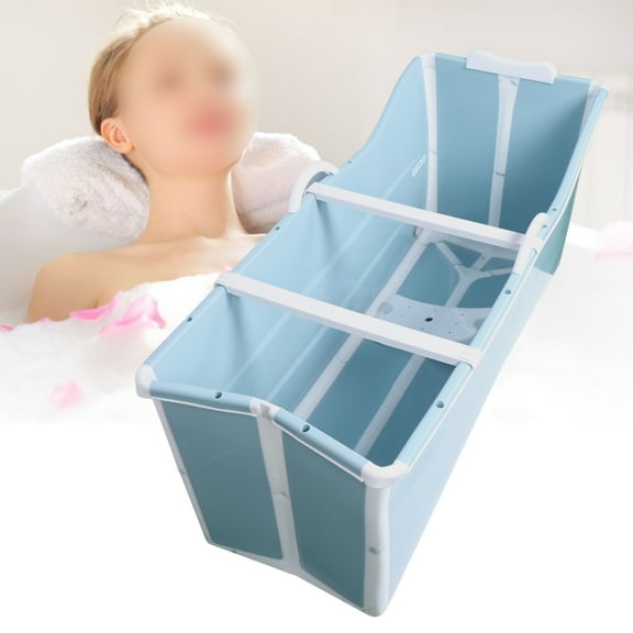 Large Foldable Bathtub, PP and TPE Material, 198.42lbs Capacity, Rectangular Design, Easy Drainage with Practical Drain Pipe, Comfortable Bathing Experience