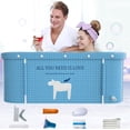 thumbnail image 1 of MONEHANE 47in Foldable Bathtub for Adult and Kids Family Portable Soaking Bath Tub for Spa Sauna, Unicorn, 1 of 9
