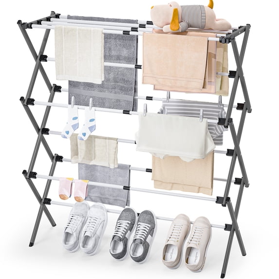 Large Foldable Clothes Drying Rack, Adjustable Length 20.87