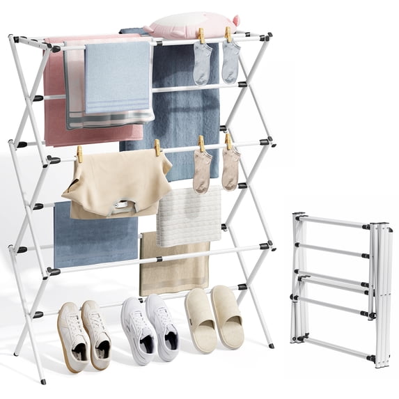 Large Foldable Clothes Drying Rack, Adjustable Length 24.49