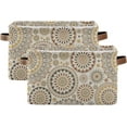 thumbnail image 1 of Large Foldable Storage Bin Eastern Style Mandala Fabric Storage Baskets Collapsible Decorative Baskets Organizing Basket Bin with PU Handles for Shelves Home Closet Living Room-2Pack Decor Gifts, 1 of 7