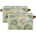 thumbnail image 1 of Large Foldable Storage Bin Sea Fish Turtles Fabric Storage Baskets Collapsible Decorative Baskets Organizing Basket Bin with PU Handles for Shelves Home Closet Living Room-2Pack Decor Gifts, 1 of 7