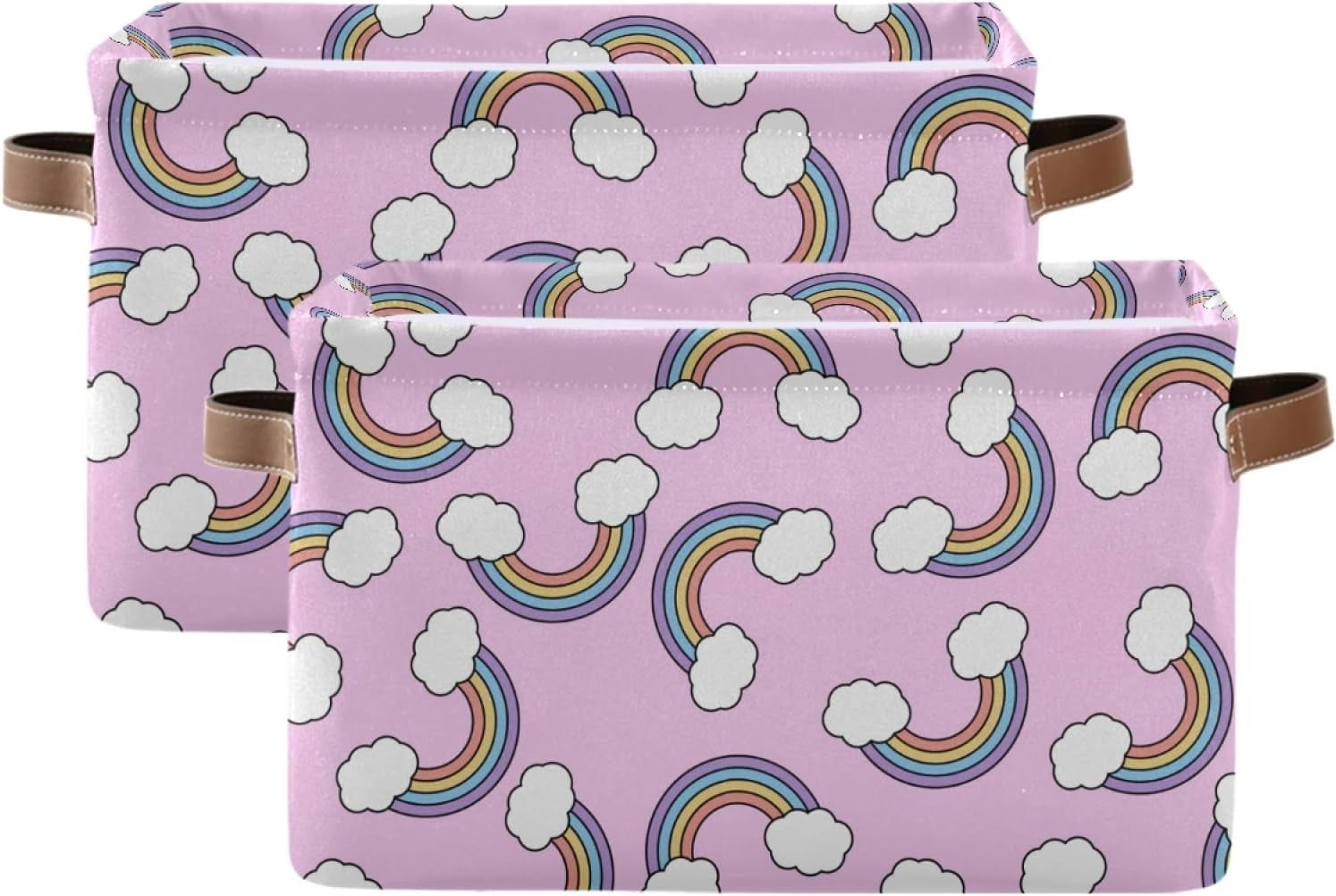 Foldable Storage Bin With Lid – St. Patrick's Rainbow Shamrock Design, Collapsible Organizer 16.5x12.6x11.8 Inches