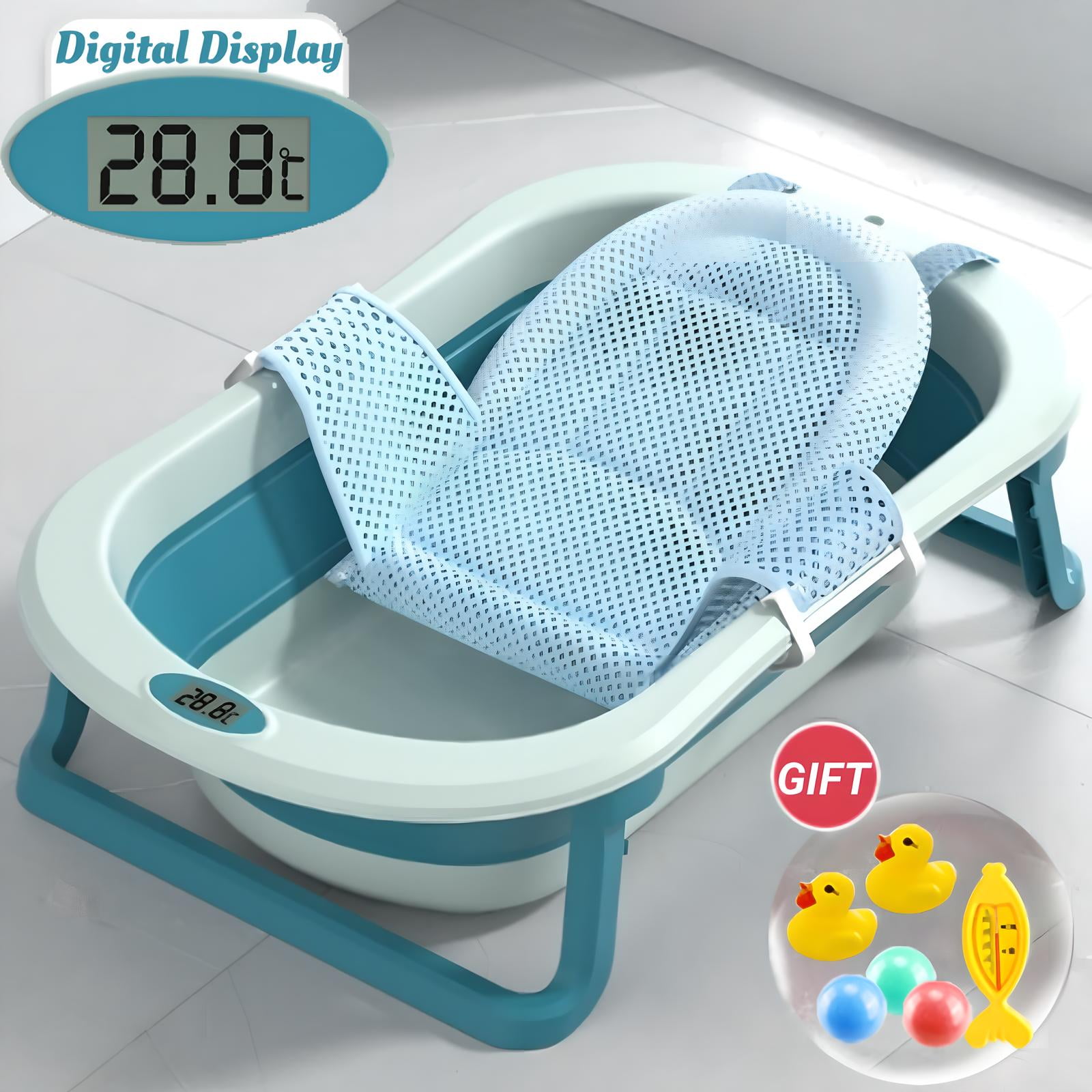 Large Folding Baby Bathtub, Infant Bath Tub with Temperature Sensitive