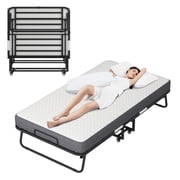 Large Folding Bed with Mattress for Adults, 75" x 46" Folded Bed, Rollaway Bed Guest Bed Portable Foldable Extra Bed with Sturdy Frame