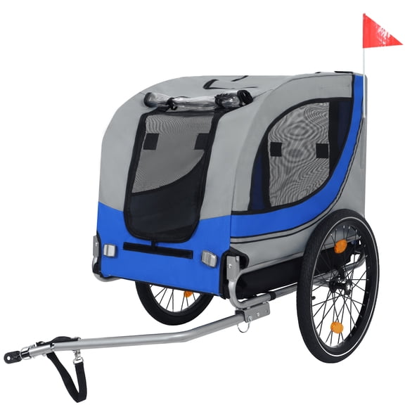FunMay Folding Bike Trailer for Dogs, Grey/Blue