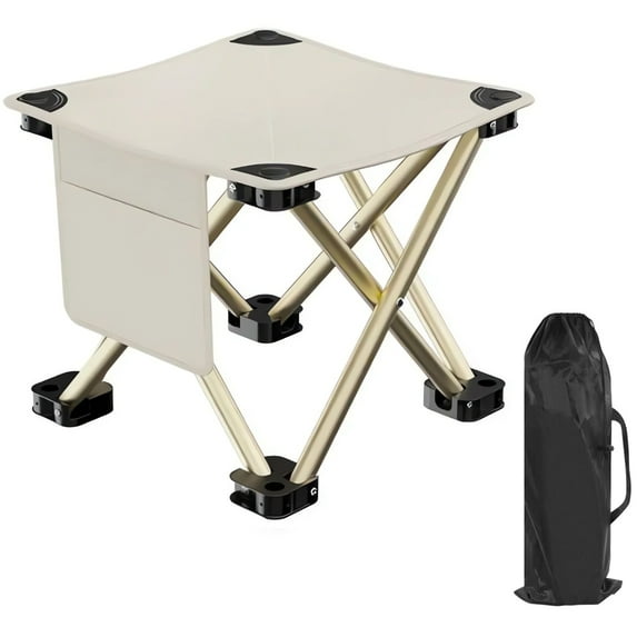 Large Folding Camping Stool with Side Pockets Heavy Type Oxford Fabric Portable Outdoor Chair for Hiking Fishing Event