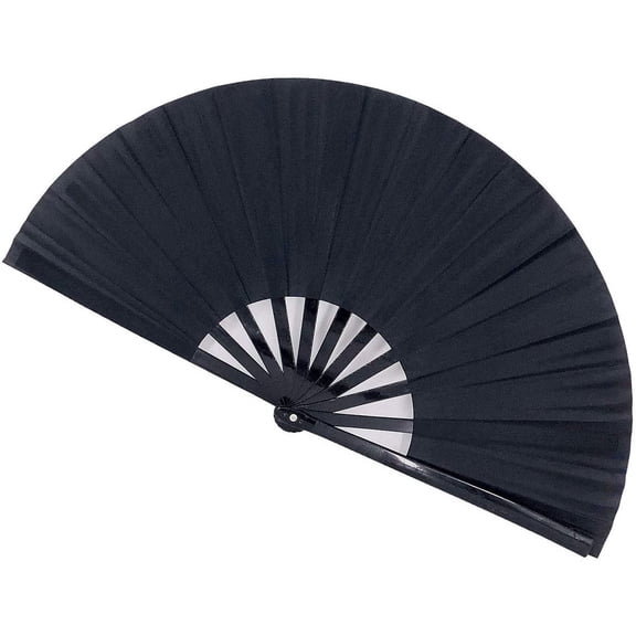 Large Folding Fans Rave Hand Clap Fan Popping Fan for Line Dancing, Big Foldable Clacking Fans for Boots On The Ground Dance Festival, Dancing, Performance (Black)