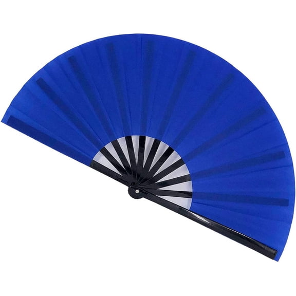 Large Folding Fans Rave Hand Clap Fan Popping Fan for Line Dancing, Big Foldable Clacking Fans for Boots On The Ground Dance Festival, Dancing, Performance (Blue)
