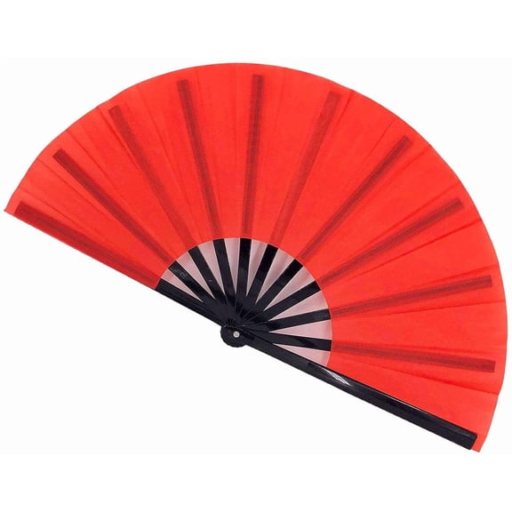 Large Folding Fans Rave Hand Clap Fan Popping Fan for Line Dancing, Big Foldable Clacking Fans for Boots On The Ground Dance Festival, Dancing, Performance (Red)