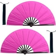 thumbnail image 1 of Large Folding Hand Fans: 2 Pack Premium Fabrics Folding Handheld Fan, Rave Fan with Thickened Plastic Frame, for Men and Women Performance, Dance, Decorations, Festival, Gift (Rose Red), 1 of 7