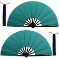 thumbnail image 1 of Large Folding Hand Fans: 2 Pack Premium Fabrics Folding Handheld Fan, Rave Fan with Thickened Plastic Frame, for Men and Women Performance, Dance, Decorations, Festival, Gift (Green), 1 of 12