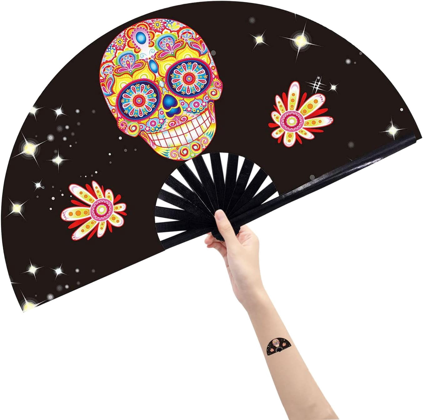 GeGeYa 13 Inch Large Folding Popping Fan For Line Dancing - Clacking Hand Fan Boots On The Ground Dance Accessory For Parties, Raves, Outdoor & Decoration