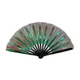 thumbnail image 1 of Large Folding Hand Rave Fan Popping Fan for Line Dancing Clacking Fans for Boots On The Ground Dance,Party,Decoration,Festival (Green 1), 1 of 2