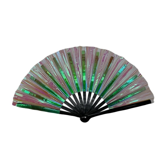 Large Folding Hand Rave Fan Popping Fan for Line Dancing Clacking Fans for Boots On The Ground Dance,Party,Decoration,Festival (Green 1)