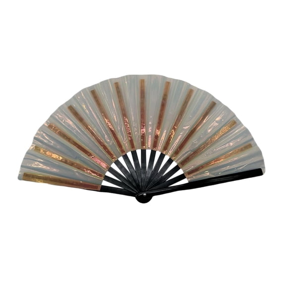 Large Folding Hand Rave Fan Popping Fan for Line Dancing Clacking Fans for Boots On The Ground Dance,Party,Decoration,Festival (White)