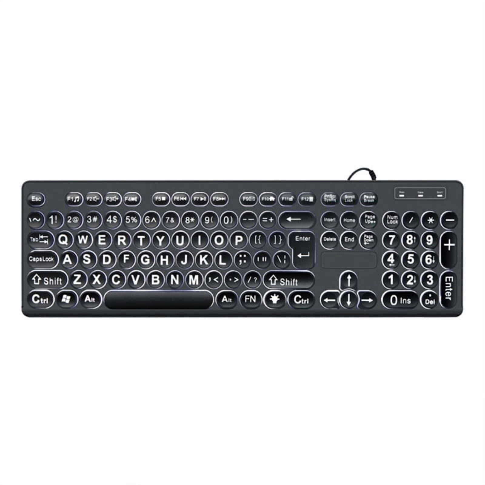 Senior Keyboard Large Font Print USB LED Backlit Keyboard 104 Keys Full Size Computer ...