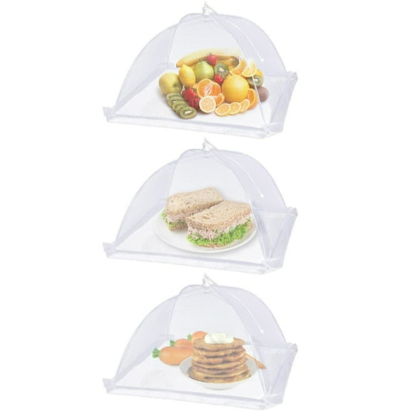 Large Food Cover,3 Pack Mesh Food Tent,17"x17",White Nylon Covers,Pop-Up Umbrella Screen Tents,Patio Net for Outdoor Camping, Picnics, Parties,BBQ,Collapsible and Reusable