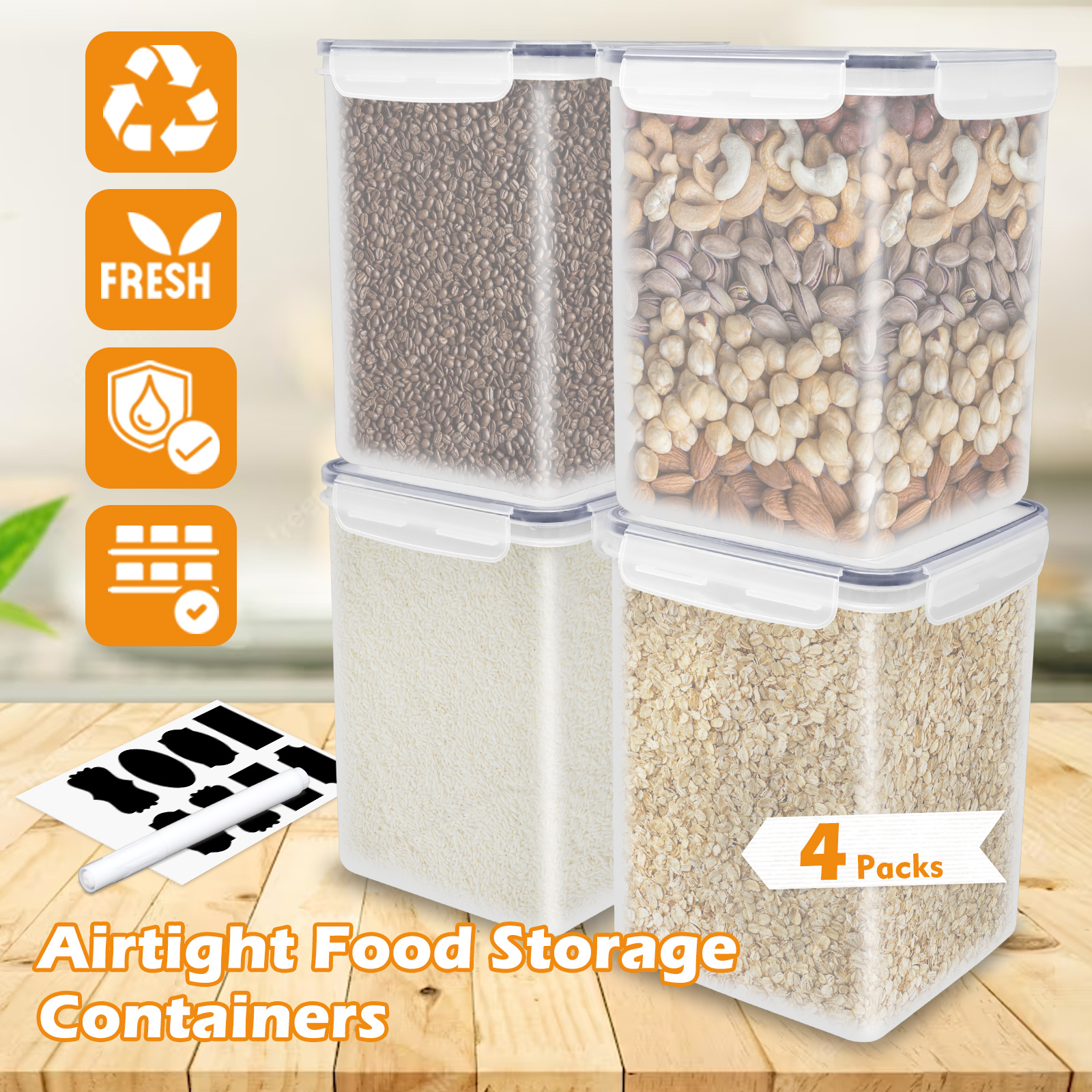 Large Food Storage Containers with Lids, Food Pantry Storage Bins