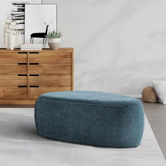 Large Foot Stool Ottoman, Upholstered Chenille Triangle Coffee Table for Couch, Living Room, Bedroom, Corners and Entryway