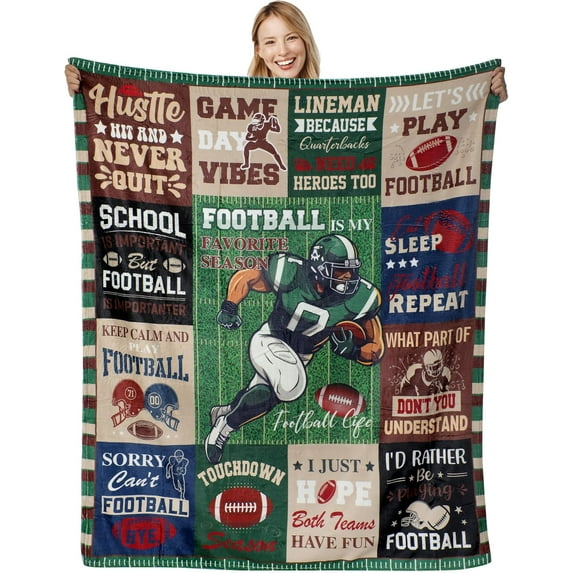 Large Football Blanket 50"x60", Football Gifts for Boys Football Lovers, Football Party Decorations Gifts, Football Gift Blankets, Sport Gifts for Football Fan on Birthday