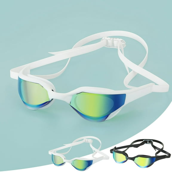 Large Frame Swim Goggles for Adults - Electroplated Anti-Fog HD Myopia Swimming Goggles with Adjustable Nose Cover, Leak-Proof Seal for Men & Women, Pool & Open Water by PALIFEUR