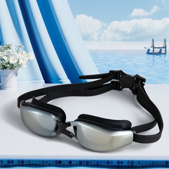 Large Frame Swimming Goggles with Mirrored Electroplated Lenses, Anti-Fog and Waterproof for Men and Women Adult Swimmers