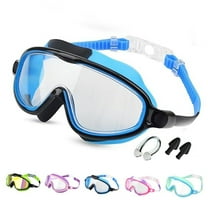 Large Frame Waterproof Anti-Fog Swimming Goggles for Ages 4-15 Wide View