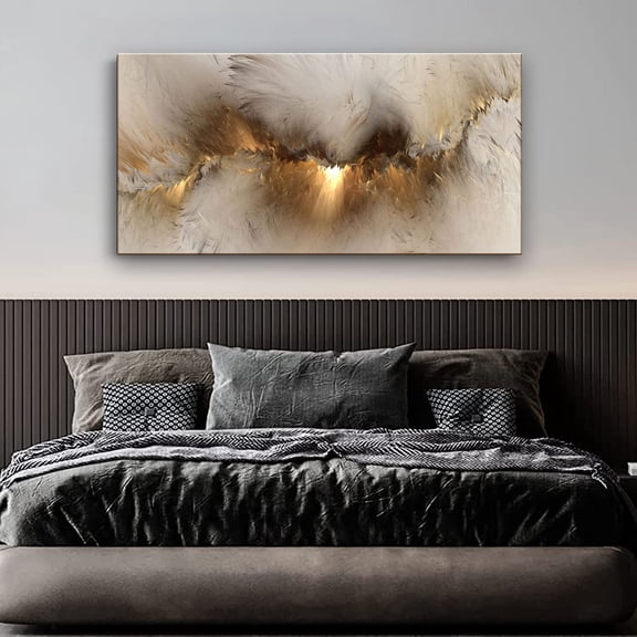 Large Framed Abstract Gold Marble Texture Canvas Wall Art Tindal Effect Decor Picture Black Gold Cloud Prints Painting for Living Room Bedroom Office Kitchen Ready to Hang