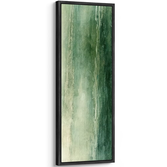 Large Framed Canvas Art Abstract Green Print for Modern Living Room Bedroom Wall Decor - 60"x20" Black Framed