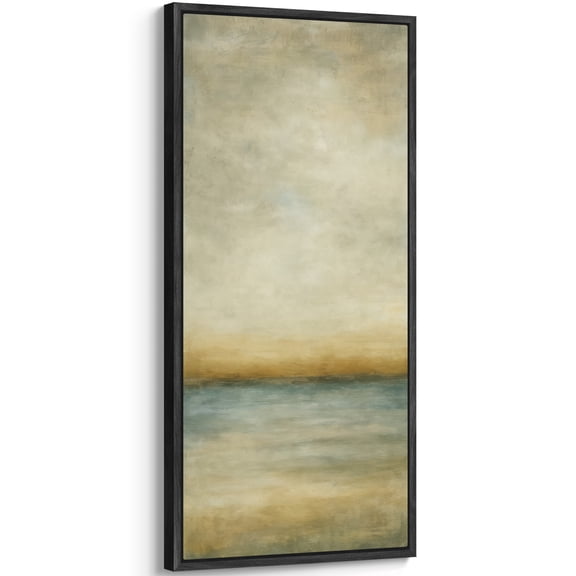 Large Framed Canvas Art Abstract Ocean Print for Modern Living Room Bedroom Wall Decor - 60"x30" Black Framed