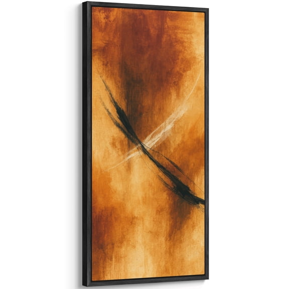 Large Framed Canvas Art Abstract Orange Yellow Print for Modern Living Room Bedroom Wall Decor - 60"x30" Black Framed